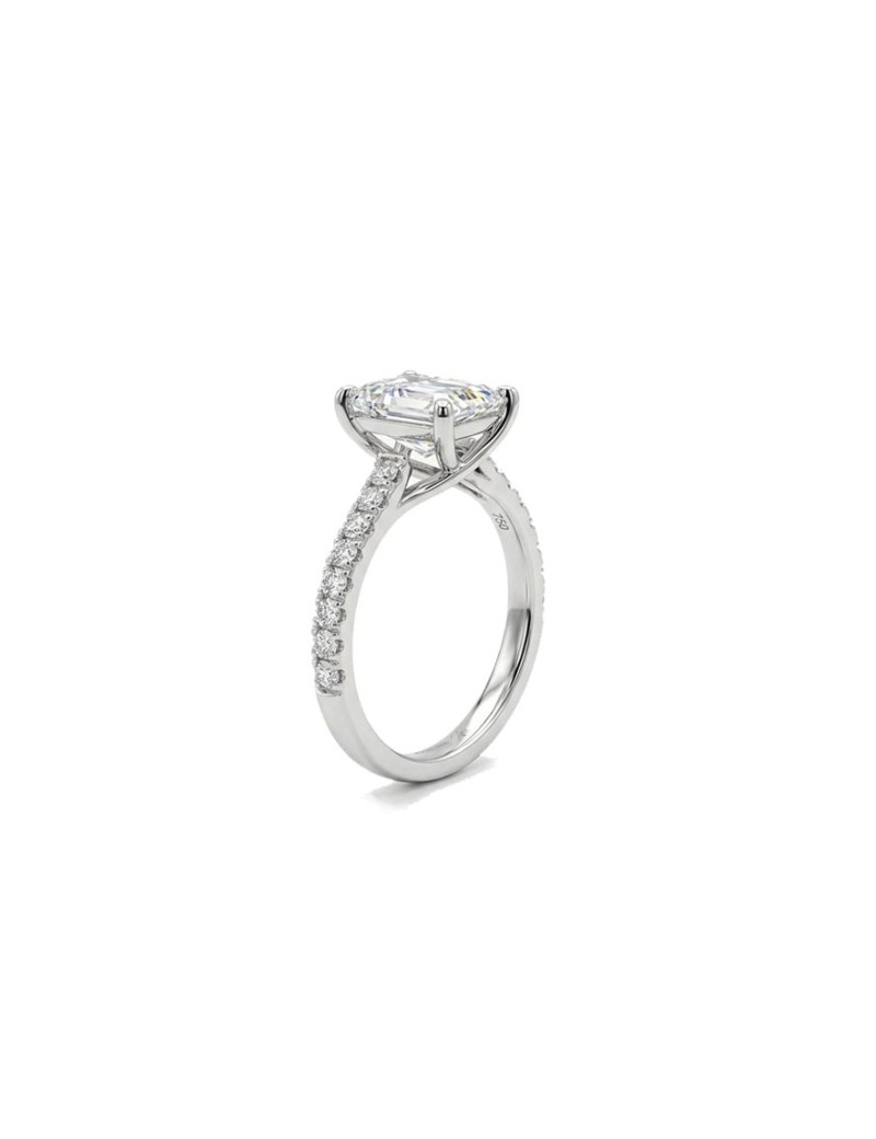 Erika: Anillo Diamante Talla Esmeralda Oro Blanco 18k | Marga Mira