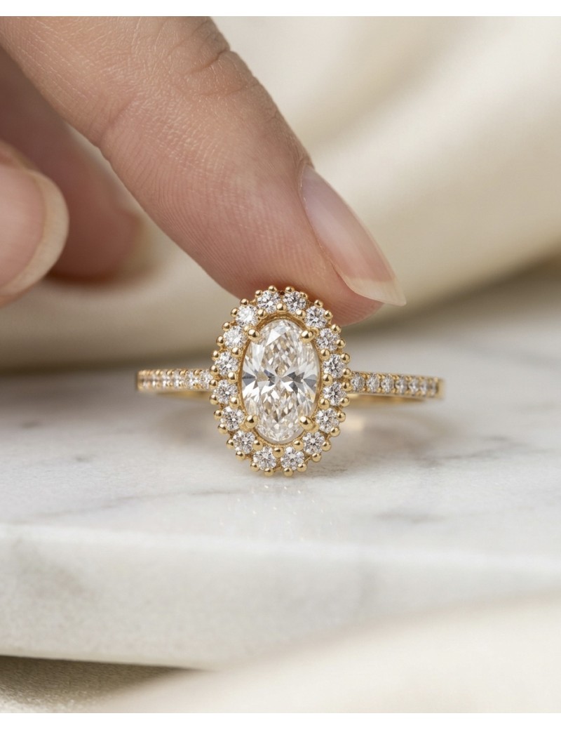 Rania Anillo Diamante Oval GIA | Oro Amarillo 18k IF-VS · Marga Mira