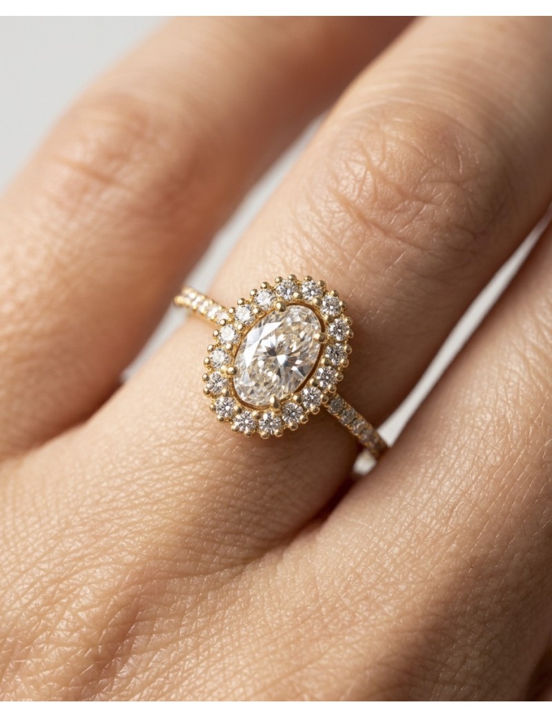 Rania Anillo Diamante Oval GIA | Oro Amarillo 18k IF-VS · Marga Mira