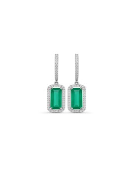Pendientes Rania Oro Blanco | Esmeraldas 3.67ct y 92 Diamantes