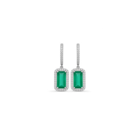 Pendientes Rania Oro Blanco | Esmeraldas 3.67ct y 92 Diamantes