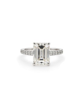 Erika: Anillo Diamante Talla Esmeralda Oro Blanco 18k | Marga Mira