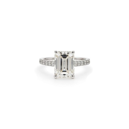 Erika: Anillo Diamante Talla Esmeralda Oro Blanco 18k | Marga Mira