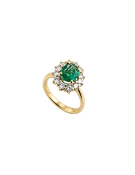 Victoria: Anillo de Esmeralda 6x8mm · Diamantes · Oro Amarillo 18k