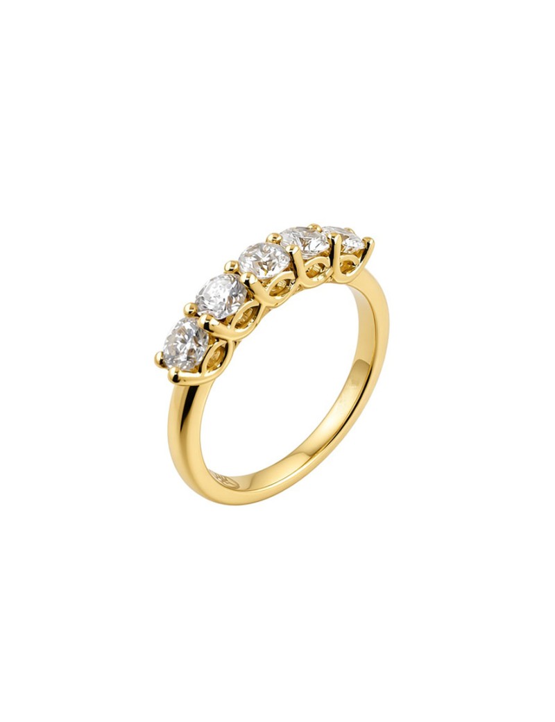 Hilda: Anillo de 5 Diamantes Oro Amarillo 18 K · Joyería Marga Mira