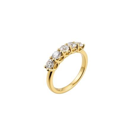 Hilda: Anillo de 5 Diamantes Oro Amarillo 18 K · Joyería Marga Mira