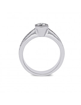 Anillo Solitario de Oro Blanco con Diamantes 0,83kts