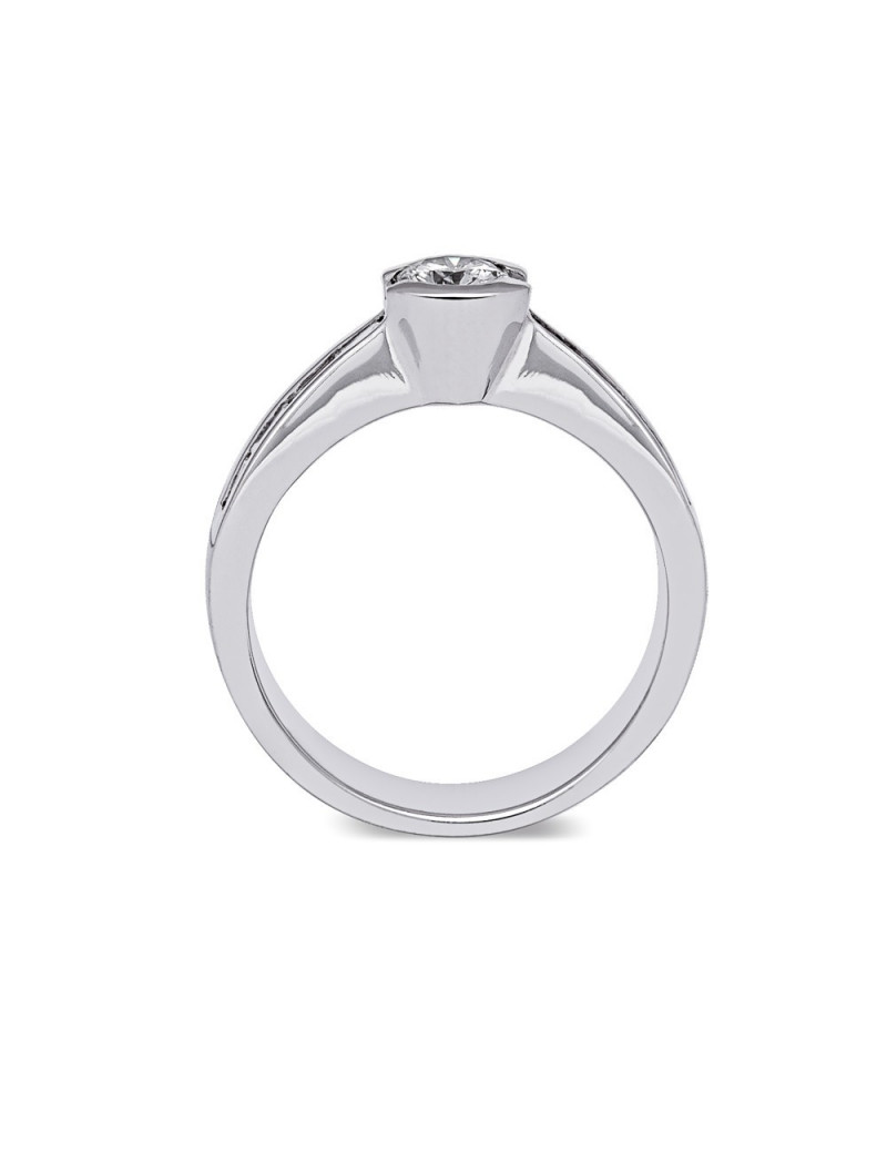 Anillo Solitario de Oro Blanco con Diamantes 0,83kts