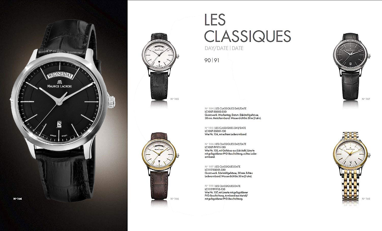 Reloj Maurice Lacroix Les Classiques LC1007-SS001-330 - reloj hombre acero inoxidable piel - esfera negra - joyeria marga mira