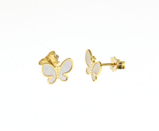 pendientes mariposa oro - pendientes nacar oro - pendientes niña comunion - joyeria marga mira