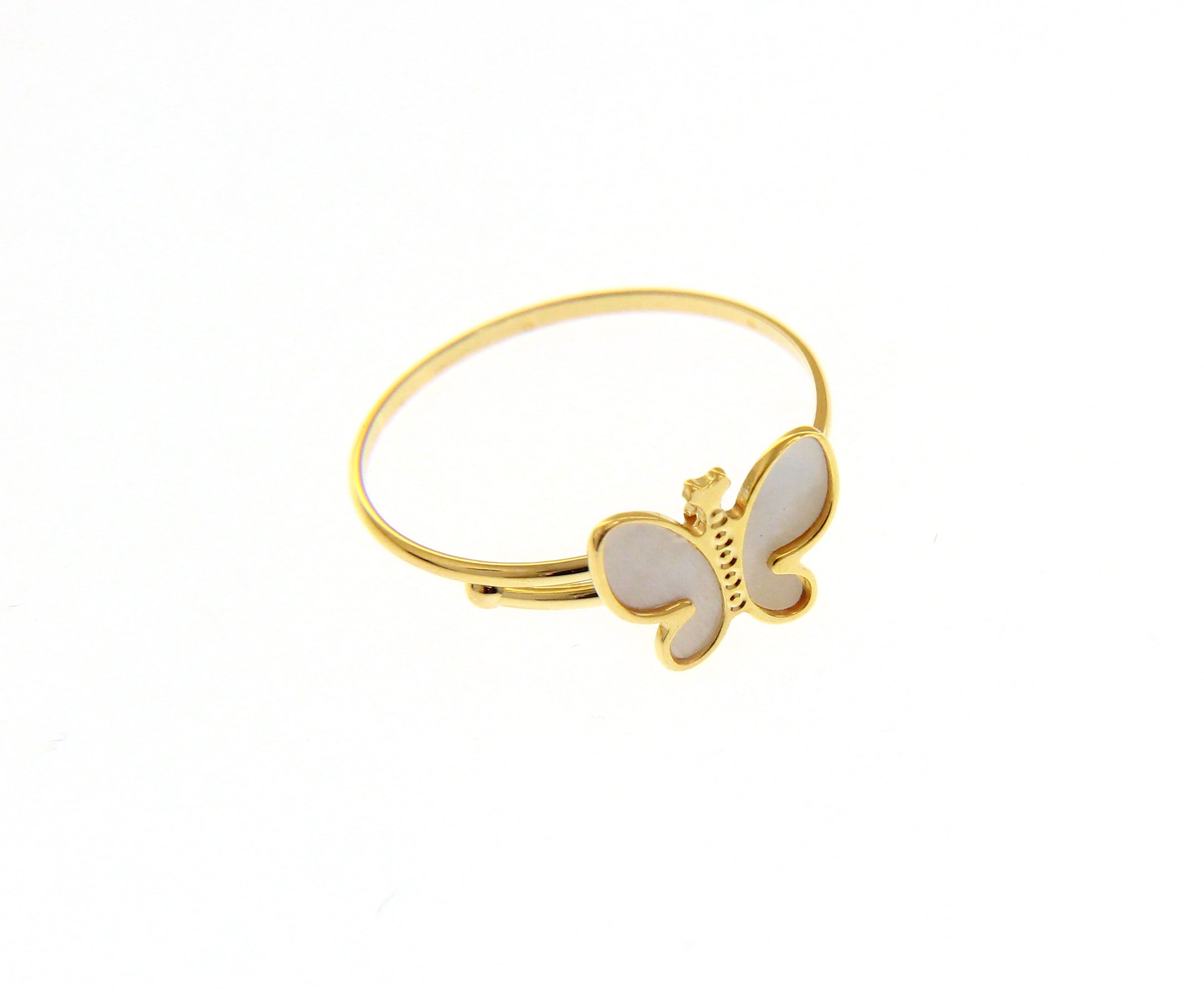 anillo mariposa oro - sortija nacar oro - anillo niña comunion - joyeria marga mira