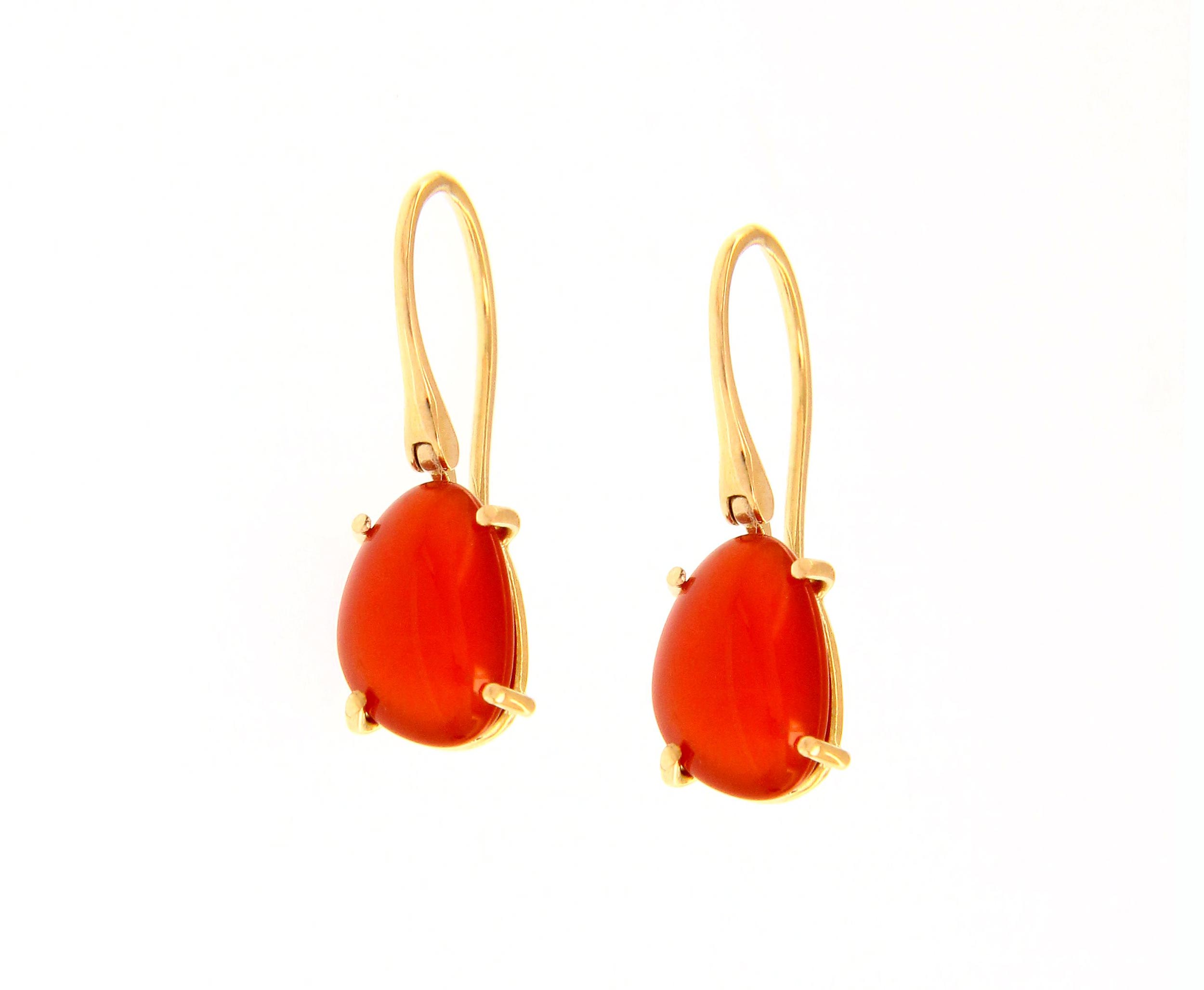 pendientes mujer oro cornalinas rojas - aretes mujer piedras rojas - gold earrings to buy online - joyeria marga mira