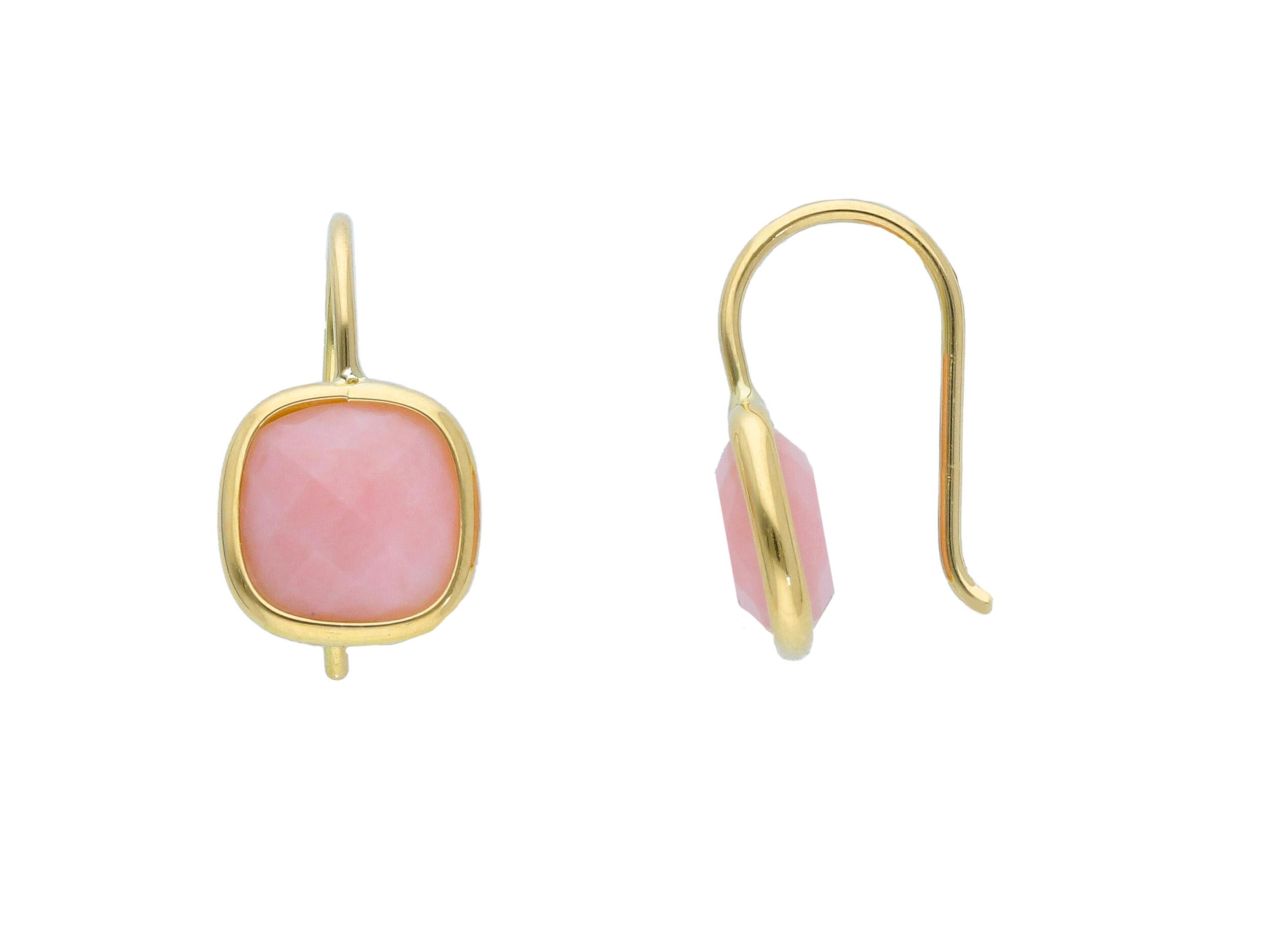 pendientes de gancho oro amarillo - aretes opalo rosa originales - gold earrings to buy online - joyeria marga mira