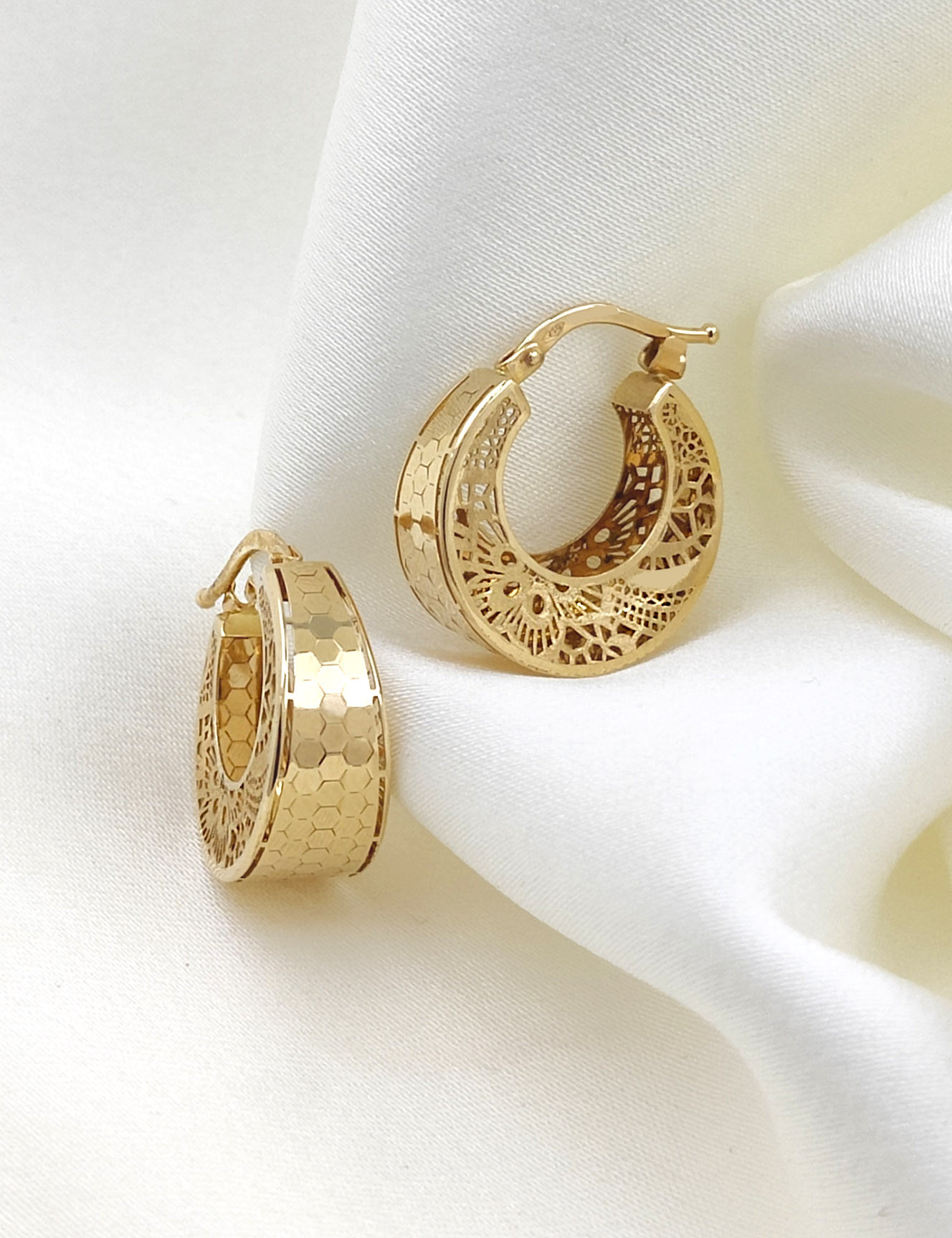 Pendientes De Gota Con Filigrana En Baño De Oro Blanco De 18k - Estilo Vintage Elegante, Cierre De Clip